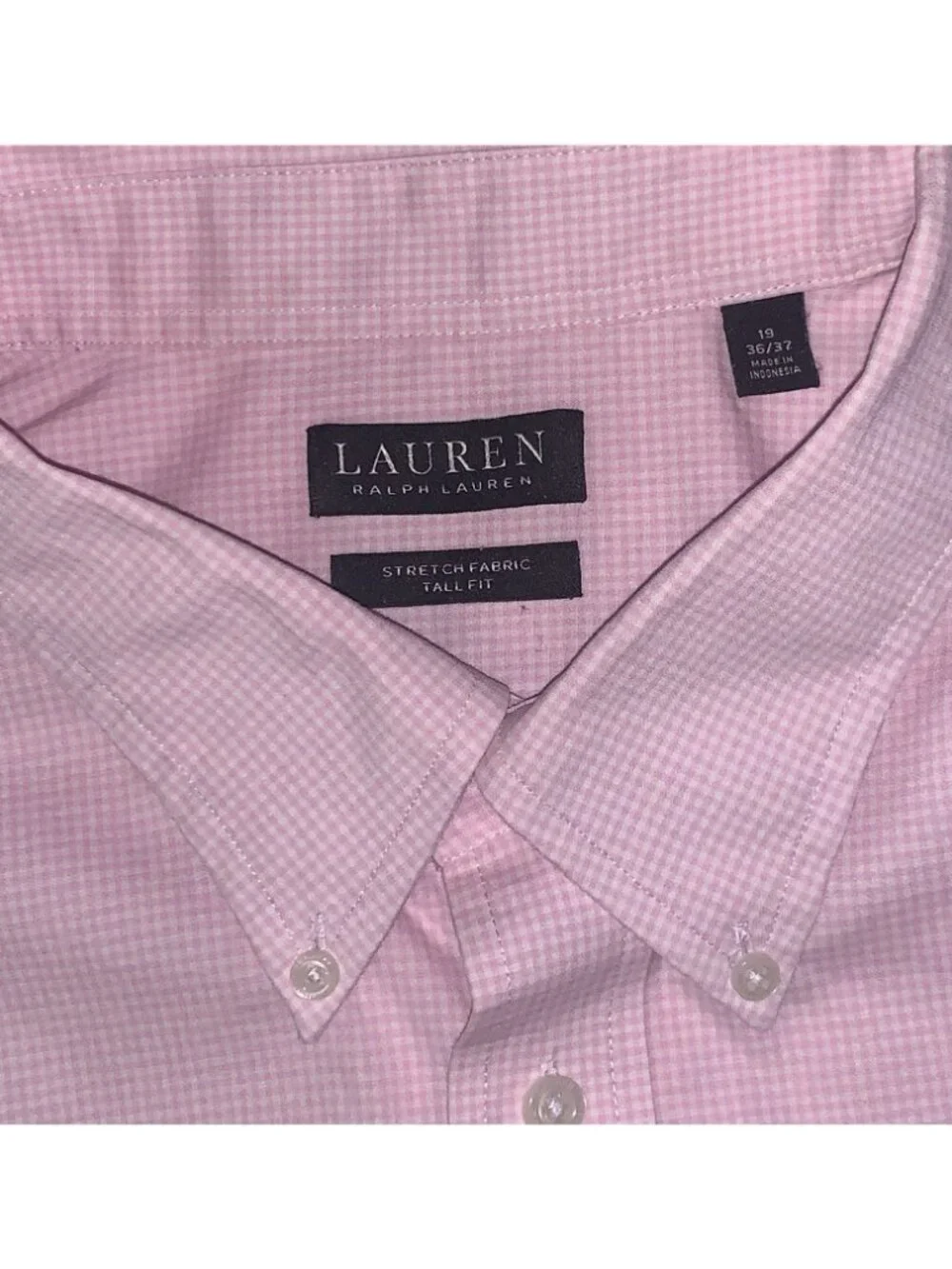Lauren Ralph Lauren Shirt Men’s Non Iron Button Up Pink Plaid  19 27/37 Preppy